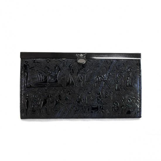 Coach Egyptian Wall Painting Large Black Wallets EEA | Women - Click Image to Close